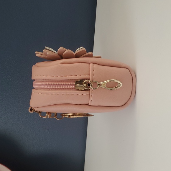 Pink Mini Backpack Bag Charm – Coin Purse Keychain – Bejeled Flower - Picture 4 of 12